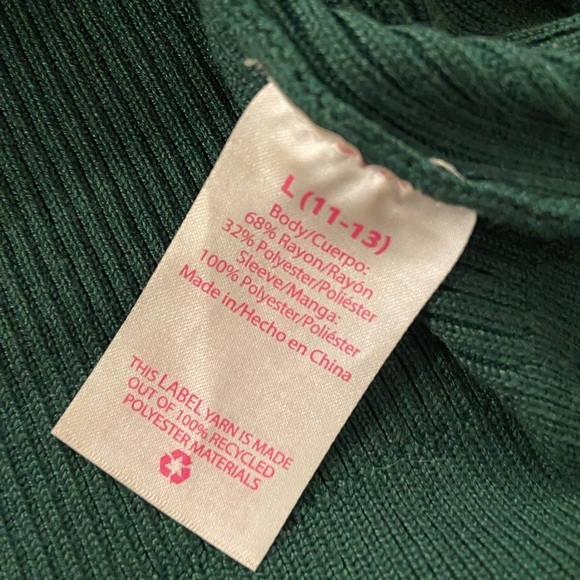 No Boundaries Green Ribbed Knit Sheer Puff Ruffle Embroidered Sleeve Size L - Picture 9 of 11